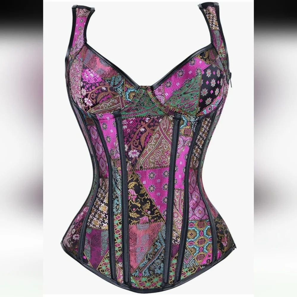 Elegant Jacquard Patchwork Corset Bustier Bodyshaper. Size 6XL. - Picture 1 of 9